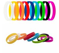 ANTEVIA - Lot de 9 bracelet silicone unisexe 20 x 1.2cm | PLUS DE 20 MODÈLES | Caoutchouc | Couleurs : Blanc Bleu Jaune Noir Orange Rouge Vert Violet (Wristy)