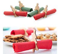 ANTEVIA Matériaux - Lot de 4 Ronds Serviette Table noël en Forme Sapin | Plus 10 MODÈLES Matière: Bois Couleur : Beige (Julmidagg), (Julmiddag)