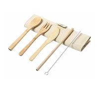 ANTEVIA Matériaux - Set de 3 Couverts Voyage en Bois et Une Paille avec Tige Nettoyage + étui Rangement | Plus 10 MODÈLES Lunch Box Transportable Table (Corpax)