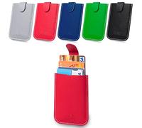 ANTEVIA - Porte Carte bancaire Anti piratage RFID Ultra Fin avec Compartiment Billet | Plus DE 20 MODÈLES | Fidélité Crédit Homme Femme | Couleur: Rouge (Serbin Rouge)