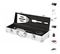 ANTEVIA - Set d'ustensiles pour Barbecue avec malette de Transport | Plus DE 10 MODÈLES |Contenu: Fourchette - Spatule - Pinces | Plancha (Carolina)