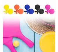 ANTEVIA - Véritable paire de raquettes de plage en bois avec balle assortie | PLUS DE 10 MODÈLES |Enfant adulte |Couleurs: Jaune Orange Bleu Noir Violet (Faluk Orange)