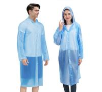 Antfly 2 pièces Poncho de pluie, Manteau de pluie transparent,Manteau de pluie pour hommes femmes imperméable, EVA réutilisable Vêtements pour camping,randonnée,vélo, voyages(Bleu)