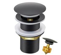 Antfly vidage lavabo, vidage universel inox, pop-up vidage avec panier, vidage avec bouchon de vidange en 1 ¼, sans trop-plein (Noir)