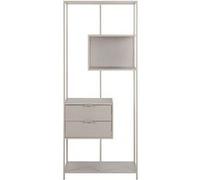 Lisa Design - Anthea - étagère Filaire métal avec plaquage en Effet Bois Blanchi - avec tiroirs - 77 cm - Gris, Gris