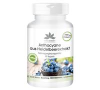 Anthocyanes d'extrait de myrtille 25% - 90 gélules de flavonoïdes VEGAN, herb...