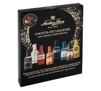 Anthon Berg Flacons de chocolat spiritueux - 187 g - 12 chocolats avec liqueurs fines et spiritueux - Chocolat noir avec alcool liquide - Idée cadeau pour adulte