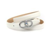 Anthoni Crown Ceinture blanche pour femme - 2,5 cm de large - En cuir véritable - Boucle de couplage argentée avec cristal - Élégante ceinture en cuir pour femme, Blanc., 100