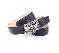 Anthoni Crown Ceinture en cuir pour femme - Bleu foncé - 4 cm de large - Design tressé double couleur - Boucle automatique argentée - Réglable - Accessoire élégant signature, bleu foncé, 100