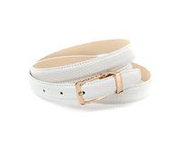 Anthoni Crown Ceinture Ledergürtel Femme, blanc, 110 cm