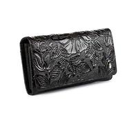 Anthoni Crown Geldbörse Portefeuille, Schwarz, Extra Lang Femme