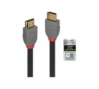 Anthra Line - Ultra High Speed - câble HDMI avec Ethernet - HDMI mâle pour HDMI mâle - 1 m - triple blindage - noir - rond, support Dolby DTS-HD