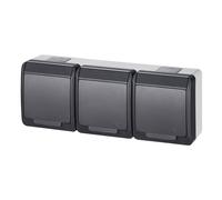 ANTHRACITE PRISE NT 3X SCHUKO AVEC RABAT 3X2P IP44 HERMES 0326-07