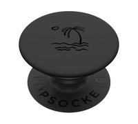 Anthracite - Soleil Style bohème Coucher de Soleil océan avec Palmier PopSockets PopGrip Adhésif