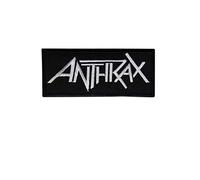 Anthrax Écusson brodé à repasser avec ruban en métal argenté