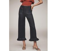 Anthropologie Anthropologie Black Maeve The Colette Denim Ruffled Cropped Wide-Leg Jeans
