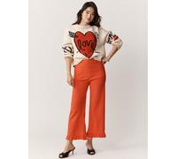 Anthropologie Anthropologie Maeve The Colette Magic Fabric Ruffle-Hem Crop Wide-Leg Red Trousers