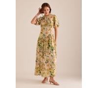 Anthropologie Robe longue Anthropologie Fifi Fleurie à Manche bouffante Vert 40