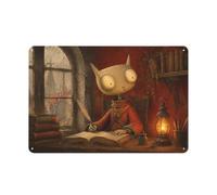 Anthropomorphic Cat Reading A Book Plaque Métal 20x30cm Décoration Maison | Dans le coin lecture, les plaques déco métal créent un accent mural pour donner un nouvel élan.