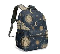 Anthropomorphic Sun Croissant Moon Print Sac à dos 40,6 cm Bohème Céleste Mysticisme Désert Ciel étoilé Illustration Daypack, 05, L, Décontracté