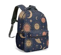 Anthropomorphic Sun Croissant Moon Print Sac à dos 40,6 cm Bohème Céleste Mysticisme Désert Ciel étoilé Illustration Daypack, 04, L, Décontracté