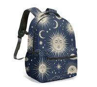 Anthropomorphic Sun Croissant Moon Print Sac à dos 40,6 cm Bohème Céleste Mysticisme Désert Ciel étoilé Illustration Daypack, 03, L, Décontracté
