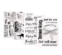 ANTHYTA 4 Pcs Tampon Scrapbooking en TPR Tampon Transparent Tampon Clear Tampon Texte Scrapbooking Tampon Encreur Tampon Clear Alphabet Tampon Encreur Papillon pour Déco DIY Scrapbooking Photo Album