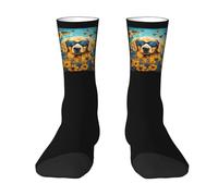 Anti-Ampoules Homme Chaussettes, Tournesol Golden Retriever Adorable chien de compagnie, Socquettes de Sport Légères Chaussettes de Sports pour Trekking Training 40cm
