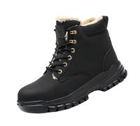Anti Anti Puncture Labor Insurance Shoes Non Slip Head Shoes Construction Wear High Top Work Boots Chaussures de sécurité Hommes (Black, 47)