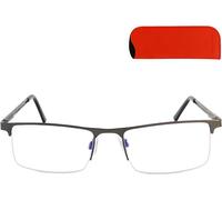 Anti Blue Light Metal Reading Glasses With Half Frame Stainless Steel Frame Rectangular Lenses Case Included Blue Light Filter Glasses Men And Women.[S180]