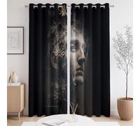 Anti-Bruit Noir Occultant Thermiques Araignée Toile Effrayant Portrait Anti Froid Rideau Rideaux esthétiques Idéal pour Chambre et Salon 117x175 CM (2 Panneaux)
