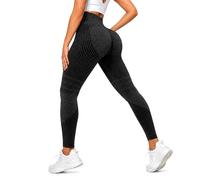 Anti Cellulite Leggings for Women, 3D Compression High Waist Tummy Control Butt Lifting Scrunch Workout Yoga Pants (Black,5TG)