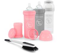 Anti-Colic Baby Bottle Set With Milk Powder Container And Mixer-Set Of 3Includes 1 Cleaning BrushFast Flow Silicone TeatSan Bpa2 Months+Pink Purple