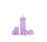 Anti-Colic Baby Bottle with Milk Powder Container and Mixer - 330ml | Fast Flow Silicone Breast-Like Nipple | BPA- Free Baby Milk Bottle | Suitable for 4+ Month Babies | Purple