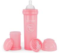 Anti-Colic Bottle 330ml With Milk Powder Container And Blender-Quick Flow Silicone Nipple-Bpa Free-Ideal For Babies From 4 Months-Pink