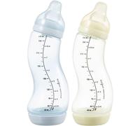 Anti-Colic Bottle Set 0-6 Months Easy Acceptance For Newborn / Breastfeeding Babies-2x S-White & Light Blue