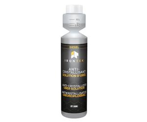 Anti-Cristallisant Solution d'Urée 250ml - IRONTEK | IT335 | Prévention Universel Formation Cristaux SCR | Traite 100L d'AdBlue | Usage Simple & Doseur inclus