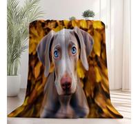 Anti-décoloration Flanelle Douillette Plaid 220 x 240 cm - Super Douce Non pelucheuse Portrait d'un Chiot Mignon Imprimé Plaid Polaire pour Chambre Salon Voyages Voiture, Brun