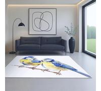 Anti-Derapant Poils Courts Aspect Fourrure Doux Tapis Bleu Jaune Animaux Peinture à l'encre Mignons 50_x_80_cm Convient aux Chambres, dortoirs, Salons et décoration intérieure.