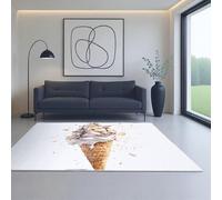 Anti-Derapant Ultra-Doux Lavable Salle de Séjour Tapis Marron Blanc Nourriture Glace Fantasy 50_x_80_cm Convient aux Chambres, dortoirs, Salons et décoration intérieure.