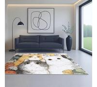 Anti-Derapant Ultra-Doux Lavable Salle de Séjour Tapis Salon Blanc Orange Animaux Peinture à l'huile Fleurs 60_x_110_cm Convient aux Chambres, dortoirs, Salons et décoration intérieure.