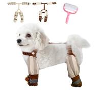 Anti Dirt Pants for Dogs,Waterproof Dog Suspender Boots,Anti-Slip Dog Paw Protector Shoes,Pet Adjustable Outdoor Boots for Rain Snow Walking (Beige, XL)