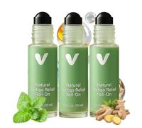 Anti-Dizzy Roll On Lot de 3 flacons d'huile aromatique avec ingrédients naturels - Avec extrait de menthe poivrée et de gingembre - 10 ml - Doux et non irritant - Soulage la fatigue et le stress