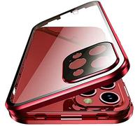 Anti-Espion Case pour Iphone 13 Mini/13/13 Pro/13 Pro Max Caméra Arrière Protecteur Magnétique Double Côtés Verre Trempé Anti Peep Écran Protection Coque,Rouge,for 13 Mini