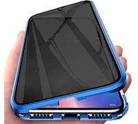 Anti-Espion Coque Compatible pour Realme 12 Pro/ 12 Pro+,360 Métal Bumper Protection Housses Adsorption Magnétique Étui avec Objectif Caméra Arrière Cover,Film Verre Trempé Confidentialité,Bleu