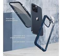 Anti Espion Coque Iphone 15 Pro, Avec Protection Écran Verre Trempé Anti Espion Et Protecteur Caméra [9h Hd] 360° Antichoc Téléphone Housse Double Face Case Portable Intégrale Etui - Bleu