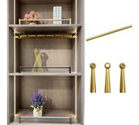 Anti-Fall Column Round Tube Railing for Cabinets, Aluminum Pole Shelf Guardrail with 3 Spindles, Wardrobe Front Fence Decorative Rod 8 16 24 30 36 in(Gold C,14in/36cm)