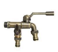 Anti-freezing All-copper Faucet One Inlet And Two Outlets 1/2inch Brass Faucet Adapter Dual Water Outlets Durable Outdoor Faucet(Bronze)