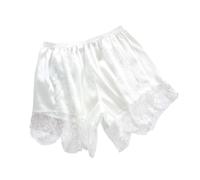 Anti Frottement Cuisse Femme Short Pantalon court d'été en dentelle for femmes, Anti-frottement, pantalon de sécurité court, peut porter à l'extérieur, Short ample sous la jupe Pour Boxer(White,L)