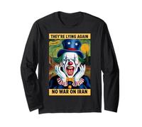 Anti-Guerre Iran Protest Clown Fake News Satire Manche Longue